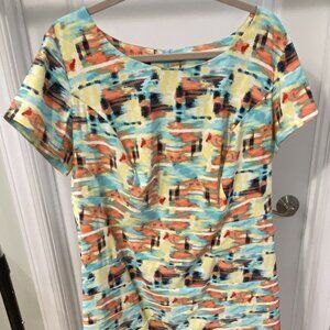 AGB Abstract Print Cap-Sleeved Dress